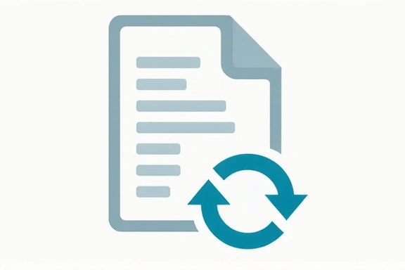 Illustration of a document with a refresh or update symbol