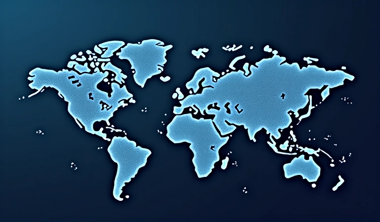 Global data sharing network illustration
